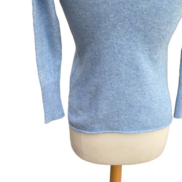 Athleta 100% Cashmere Turtleneck Sweater Heather Blue Minimalist Quiet Luxury-XS - Picture 5 of 13